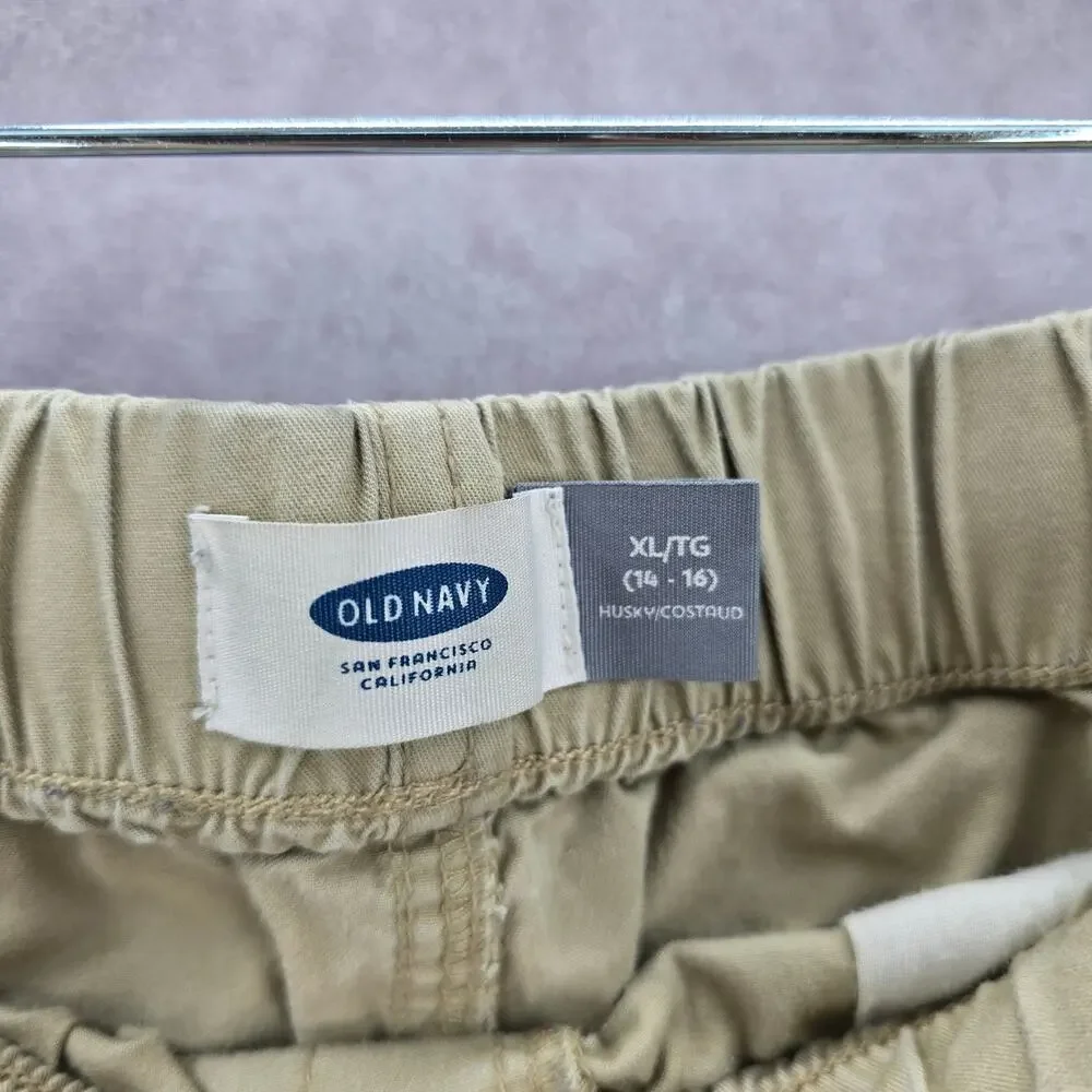 Old Navy Khaki Tan Husky‎ Pullon Bermuda Junior Bottoms Pants Shorts XL 14 16